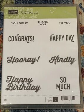 Stampin' Up! Perfect Pairings Sentiment Stamp Set - White/Green